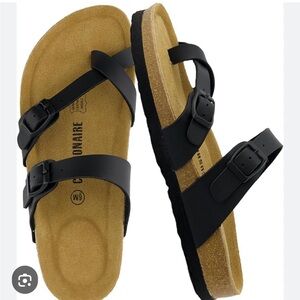 Cushionaire Luna Black Corkbed Sandals